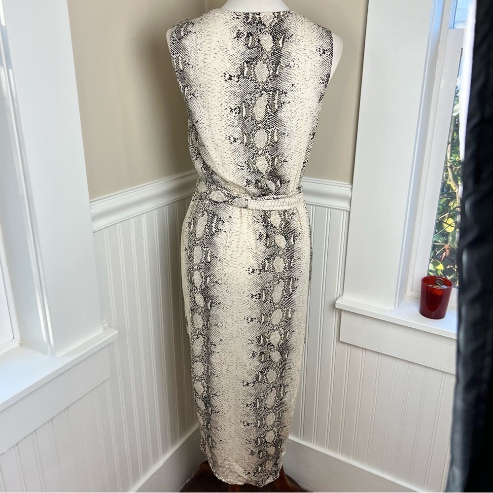 Paper Heart Snake Print Wrap Midi Dress Sleeveless Faux Wrap Large - Picture 10 of 12